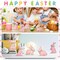 6 Pcs Easter Bunny Wooden Signs Wooden Rabbit Table Decor Pink Bunny Decoration Cute Rabbit Shaped Tabletop Centerpieces for Party Easter Gifts Home Tiered Tray Decor